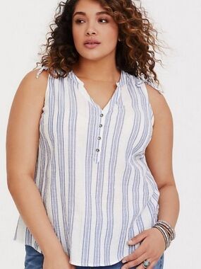 torrid Blue and White Vertical Stripe Sleeveless Top